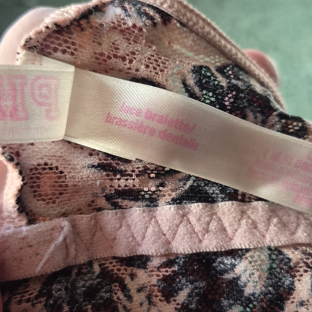 Pink Victoria's Secret Floral Lace Bralette Pink Tropical Large - Picture 11 of 13